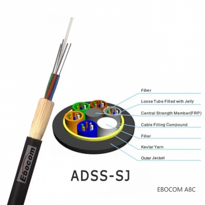 50m Stranded 16 Core ADSS Span Fiber Cable with G657/Multi Mode