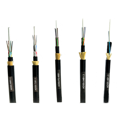 Low Loss  ADSS Fiber Optic Cable 36 core G652D Strong tensile Double Sheath Jacket PE material  Aramid yarn