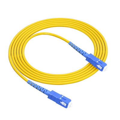 Simplex SC UPC G652D Single Mode 2.0mm Fiber Patch Cable 3m PVC Jacket Blue Durable Connector untuk aplikasi telekomunikasi