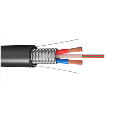 Kabel Serat Optik Komposit Hibrid Fotoelektrik GYXTW RVV Armored 12 Core dengan Kabel Daya