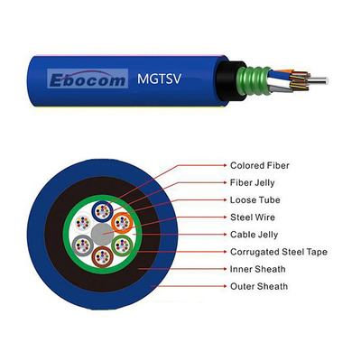 MGTSV Flame Retardant Mining Cable G652D 12 24 36 48 96 144 inti Komunikasi lapis baja luar ruangan