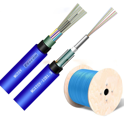 Kabel Serat Optik Pertambangan MGTSV 60 72 96 inti Double Jackets Flame-Retardant untuk jaringan