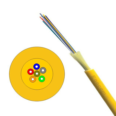 Kabel Fiber Optic G657A GJFJV Indoor Tight Buffered 6 Core LSZH Jacket Kuning untuk jaringan distribusi bangunan