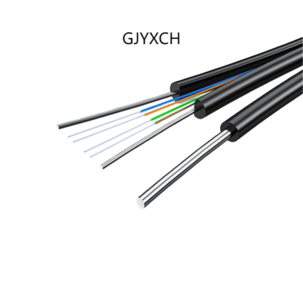 4 Core G657A1 Outdoor FTTH Drop Fiber Cable GJYXCH dengan 0.8mm Steel Wire Messenger