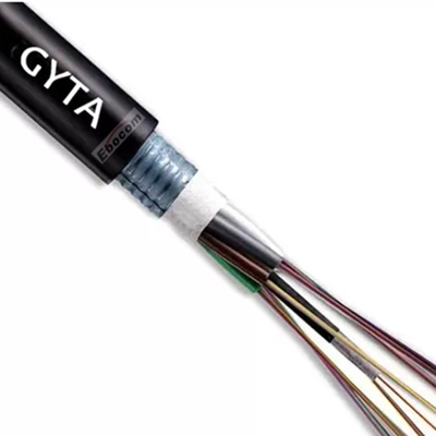 Kabel Fiber Optik Lapis Baja Luar Ruangan GYTA 12 Inti G652D Mode Tunggal Tabung Longgar Terpilin Pita Aluminium Lapis Baja Jaket PE Cocok untuk Jaringan Tulang Punggung Jarak Jauh