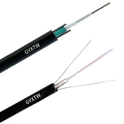 Kekuatan tinggi GYXTW 12 Core Steel Tape Armored Fiber Optic Cable PE Sheath untuk pemasangan saluran luar