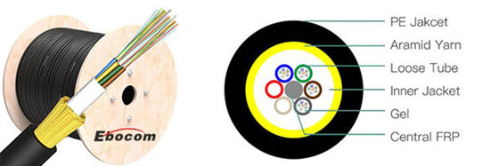 Kabel Fiber Optik ADSS 24 36 48 Inti Single Double PE Jacket untuk Kabel Jaringan